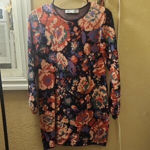 Zara Multicolor Floral Knit Dress